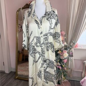 Entro Cream and Black Leopard Print Women's Dress